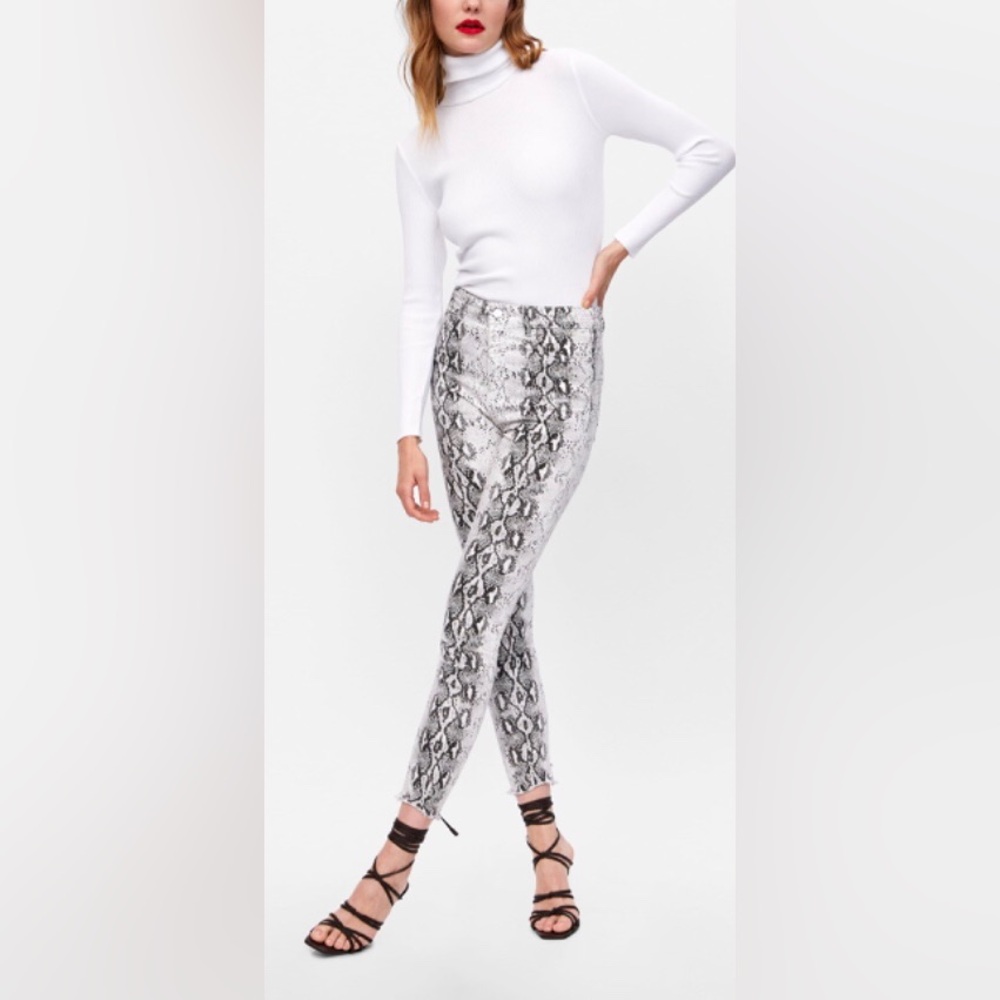 Zara Snake Print Skinny Jeans